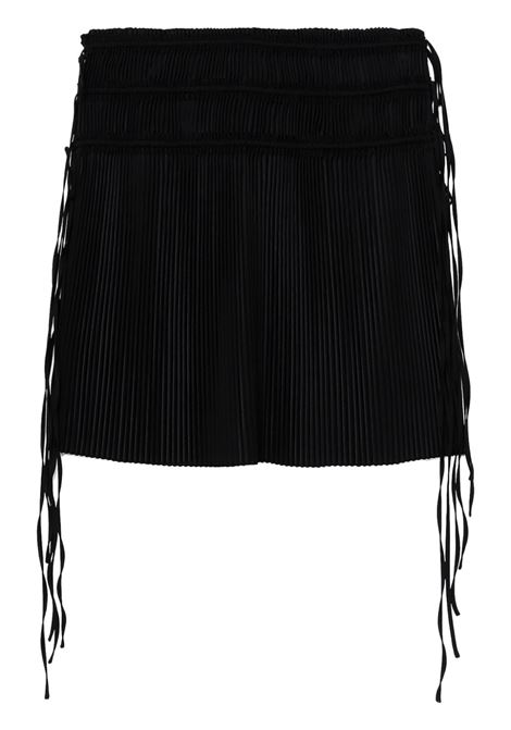 Black strap-detail pleated midi skirt - women HELMUT LANG | O02HW302001